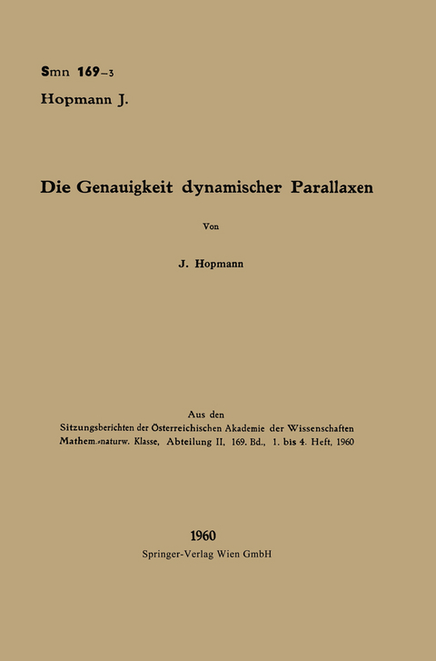 Die Genauigkeit dynamischer Parallaxen - Josef Hopmann