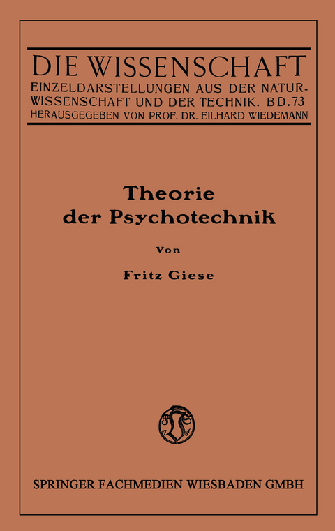 Theorie der Psychotechnik - Fritz Giese