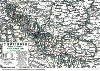 Erste Rennsteig Wanderkarte von 1889 (A3 auf A  5 gefaltet)