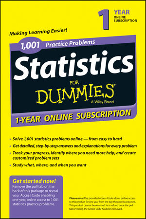1,001 Statistics Practice Problems for Dummies Access Code Card (1-Year Subscription)