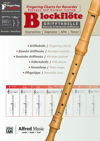 Alfred's Fingering Charts Instrumental Series / Grifftabelle Blockflöte | Fingering Charts Recorder