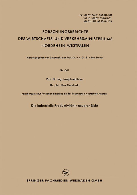 Die industrielle Produktivit&auml;t in neuerer Sicht - Joseph Mathieu