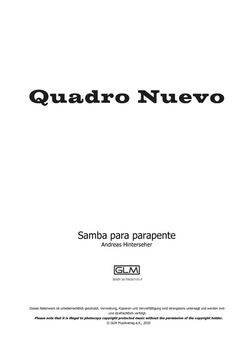 Samba para Parapente - Andreas Hinterseher,  Quadro Nuevo