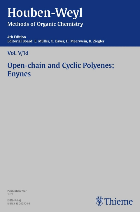 Houben-Weyl Methods of Organic Chemistry Vol. V/1d, 4th Edition -  Peter M&uuml;ller,  Heidi M&uuml;ller-Dolezal,  Renate Stoltz,  Hanna S&ouml;ll