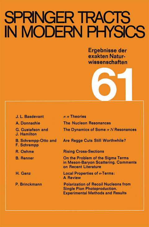 Springer Tracts in Modern Physics - G. H&ouml;hler