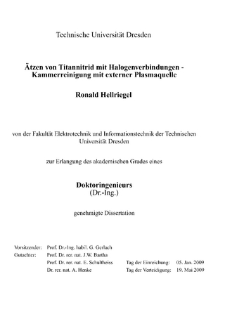 Ätzen von Titannitrid mit Halogenverbindungen