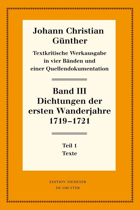Dichtungen der ersten Wanderjahre 1719-1721 - 