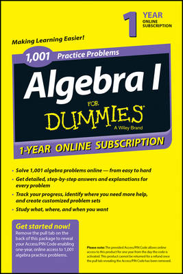 1,001 Algebra I Practice Problems for Dummies Access Code Card (1-Year Subscription)