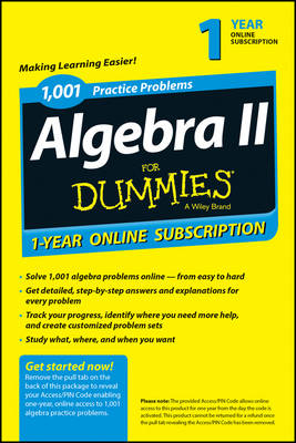 1,001 Algebra II Practice Problems For Dummies Access Code Card (1-Year Subscription) - Mary Jane Sterling
