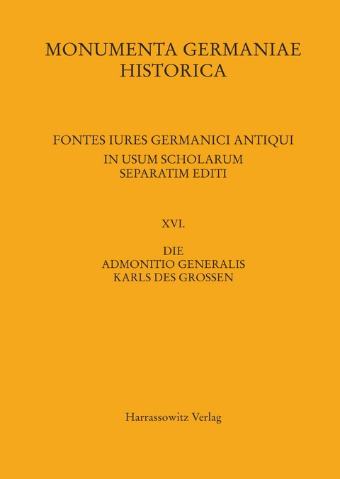 Die Admonitio generalis Karls des Gro&szlig;en - 