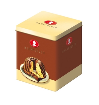 Dose quadratisch, Backpulver braun, medium