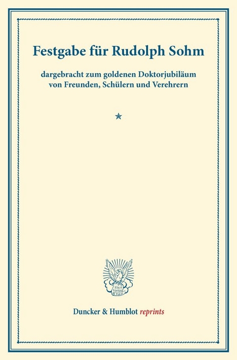 Festgabe f&uuml;r Rudolph Sohm