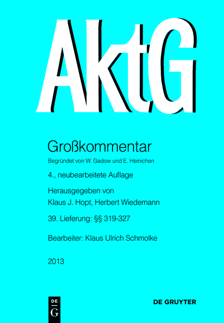 Aktiengesetz / &sect;&sect; 319-327 - Klaus Ulrich Schmolke