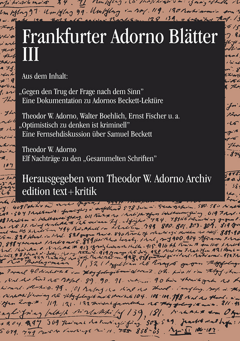 Frankfurter Adorno Bl&auml;tter III