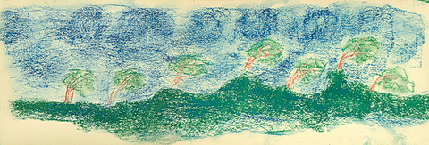 Reproduktionen aus dem malerischen Werk von Rudolf Steiner. Faksimile-... / B&auml;ume im Sturm ("Friedwartskizze" IV) - Rudolf Steiner