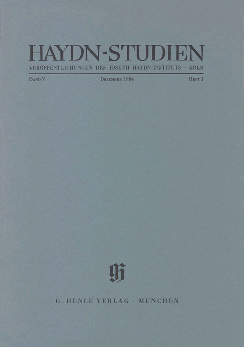 Haydn-Studien - Dezember 1984