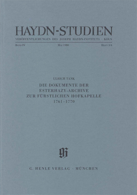 Haydn-Studien. Ver&ouml;ffentlichungen des Joseph Haydn-Instituts K&ouml;ln, Band IV, Heft 3/4, Mai 1980 - Ulrich Tank