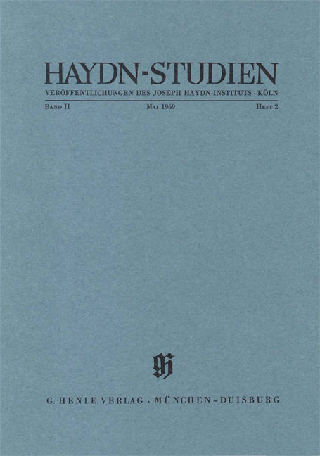Haydn-Studien. Ver&ouml;ffentlichungen des Joseph Haydn-Instituts, K&ouml;ln. Band II, Heft 2, Mai 1969 - Boris Steinpre&szlig;, G&uuml;nter Thomas, Georg Feder