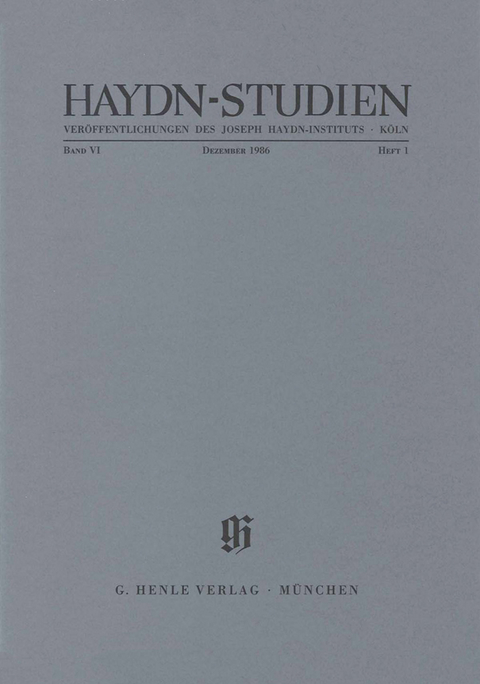 Haydn-Studien - Dezember 1986