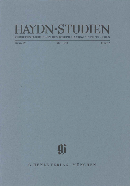 Haydn-Studien. Ver&ouml;ffentlichungen des Joseph Haydn-Instituts K&ouml;ln. Band IV, Heft 2, Mai 1978 - Stephen C. Fisher, Rudolph Angerm&uuml;ller, Otto Biba, Gudrun Henneberg, Rita Benton, G&uuml;nter Thomas