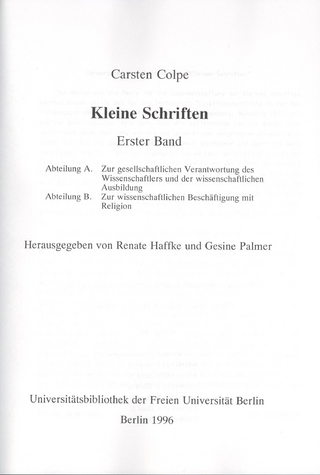 Kleine Schriften / Kleine Schriften