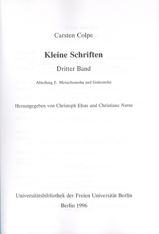 Kleine Schriften / Kleine Schriften