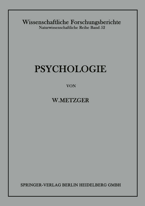 Psychologie - Wolfgang Metzger