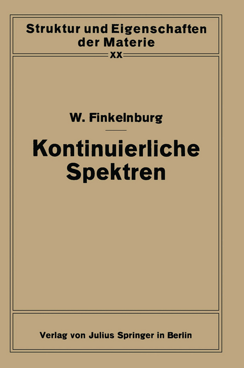 Kontinuierliche Spektren - Wolfgang Finkelnburg