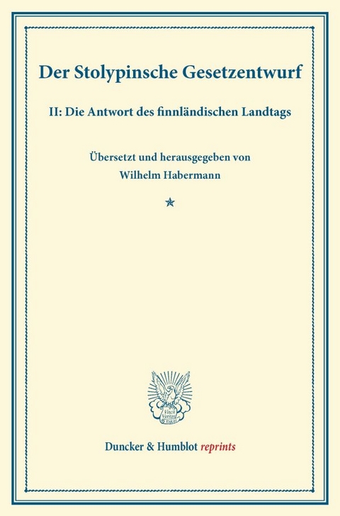 Der Stolypinsche Gesetzentwurf. - 