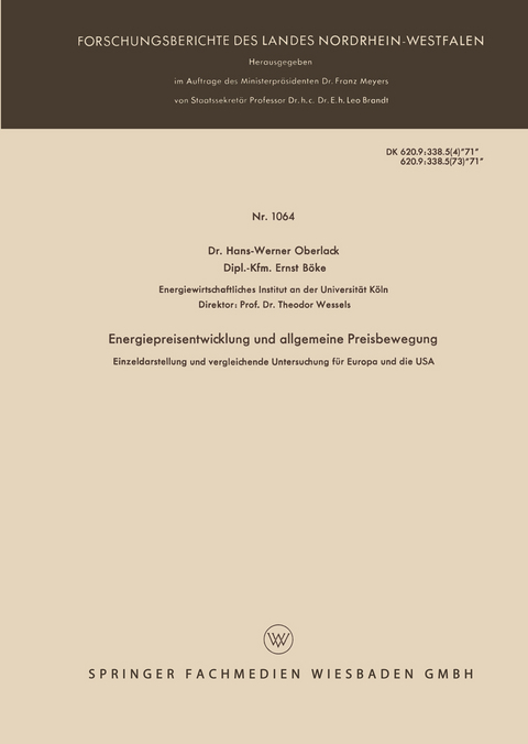 Energiepreisentwicklung und allgemeine Preisbewegung - Hans-Werner Oberlack