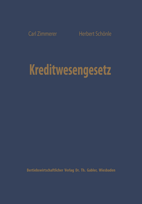 Kreditwesengesetz - Carl Zimmerer