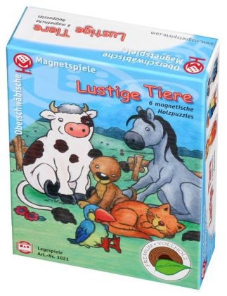 Lustige Tiere - 6 magnetische Holzpuzzles (Kinderpuzzle) - 