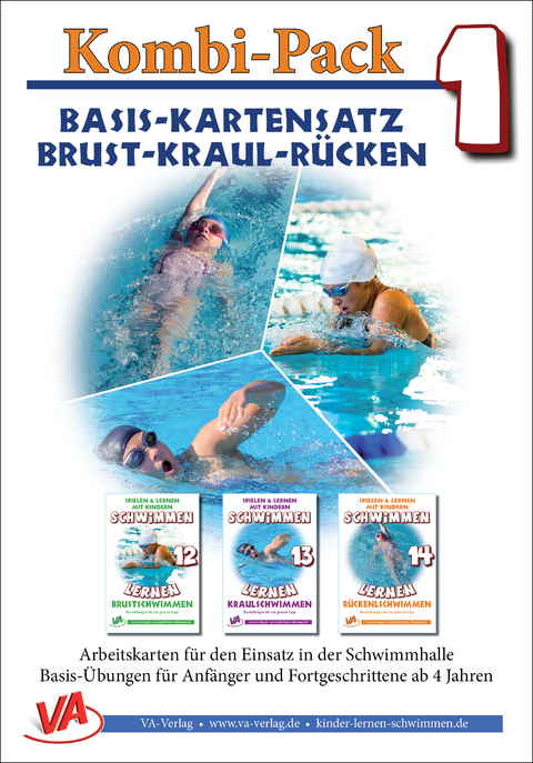 Kombi-Pack 1: "Technik" Brust-Kraul-R&uuml;cken, A5, Basis-Kartensatz, unlaminiert - Veronika Aretz