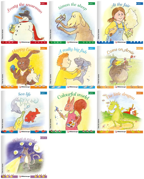 Time for stories. Pfiffige Bild-Text-Hefte f&uuml;r Klasse 3 bis 6 / Paket &ndash; Time for stories, Heft 1 &ndash; 10, Komplettbezug (je Heft 5 Exemplare) - Bettina Erdmann