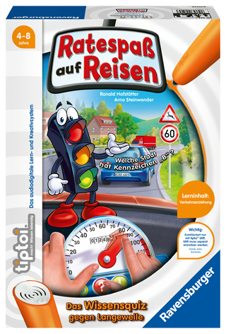 Ravensburger tiptoi 000525 Ratespaß auf Reisen, Spiel für 1-3 Kinder ab 4 Jahren, Praktisch für Unterwegs - Sachwissen zu den Themen Straßenverkehr und Verkehrssicherheit