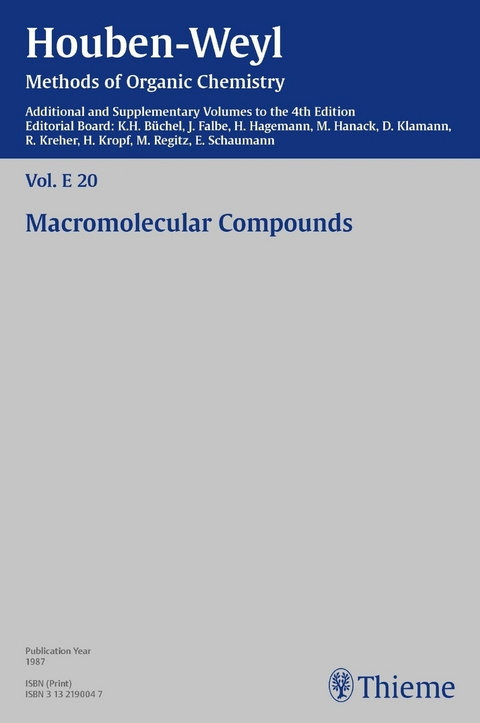 Houben-Weyl Methods of Organic Chemistry Vol. E 20, 4th Edition Supplement