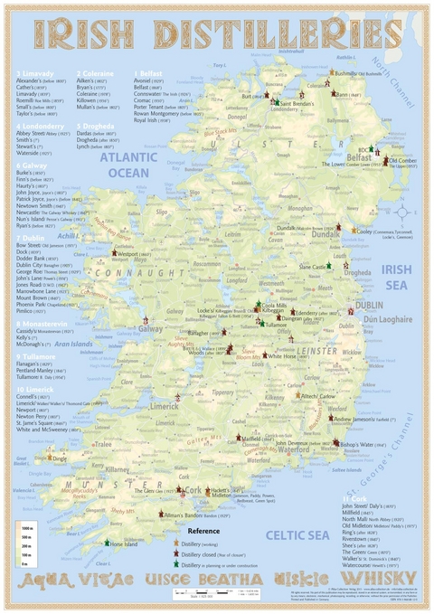 Whiskey Distilleries Ireland - Poster 42x60cm Standard Edition - R&uuml;diger J&ouml;rg Hirst
