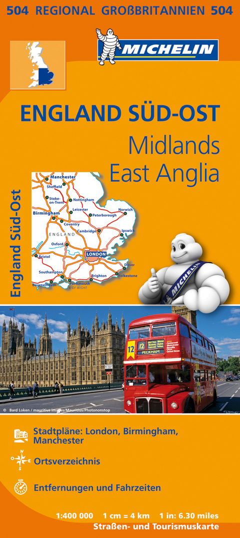 Michelin Karte England S&uuml;d-Ost, Midlands, East Anglia. South East England, Midlands, East Anglia