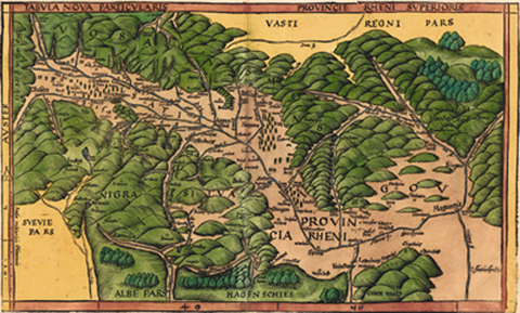 TABULA NOVA PARTICULARIS PROVINCIE RHEINI SUPERIORIS - Martin Waldseemüller