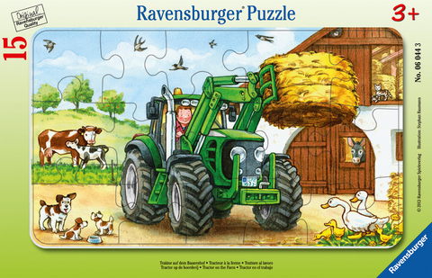 Ravensburger Kinderpuzzle - 06044 Traktor auf dem Bauernhof - Rahmenpuzzle f&uuml;r Kinder ab 3 Jahren, mit 15 Teilen