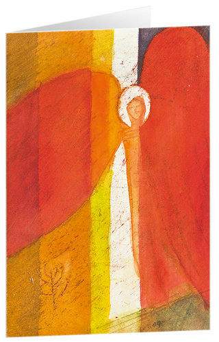 Roter Engel - Kunst-Faltkarten ohne Text (5 Stück)