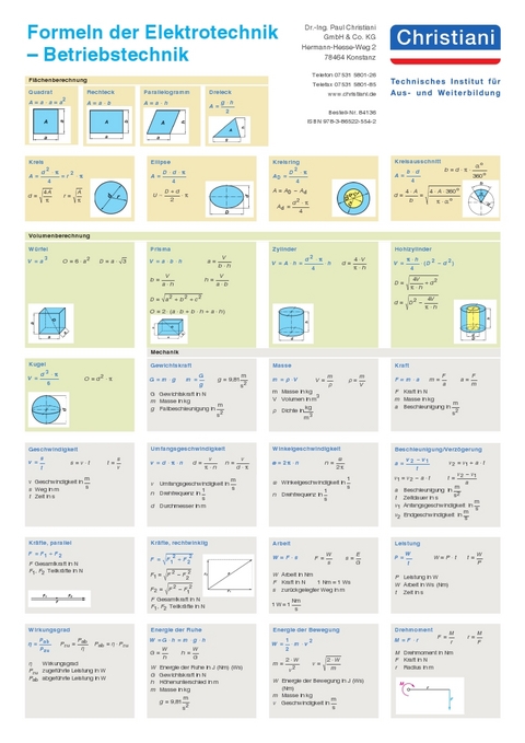 Formeln der Elektrotechnik - Betriebstechnik