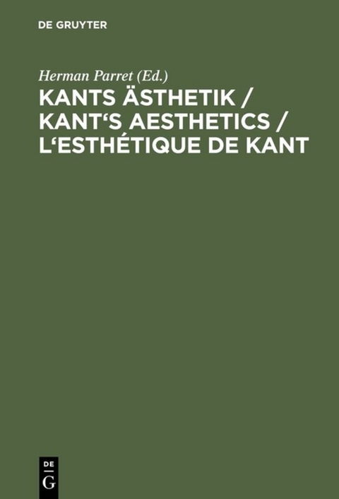 Kants &Auml;sthetik / Kant's Aesthetics / L'esth&eacute;tique de Kant - 