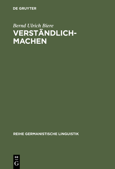 Verst&auml;ndlich-machen - Bernd Ulrich Biere