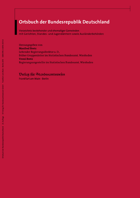 Ortsbuch der Bundesrepublik Deutschland - Manfred Bretz, Vroni Bretz