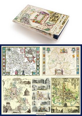 A Oxfordshire 1611 – 1836 – Fold Up Map that features a collection of Four Historic Maps, John Speed’s County Map 1611, Johan Blaeu’s County Map of 1648, Thomas Moules County Map of 1836 and a Plan of Oxford 1836 by Thomas Moule. The maps also feature a number of Oxfords famous historic buildings. -  Mapseeker Publishing Ltd.
