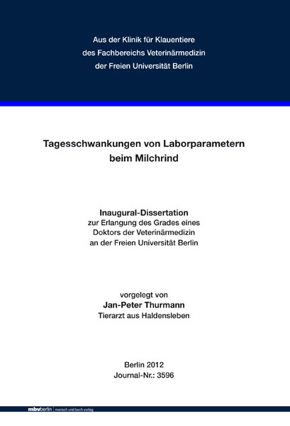 Tagesschwankungen von Laborparametern beim Milchrind - Jan-Peter Thurmann