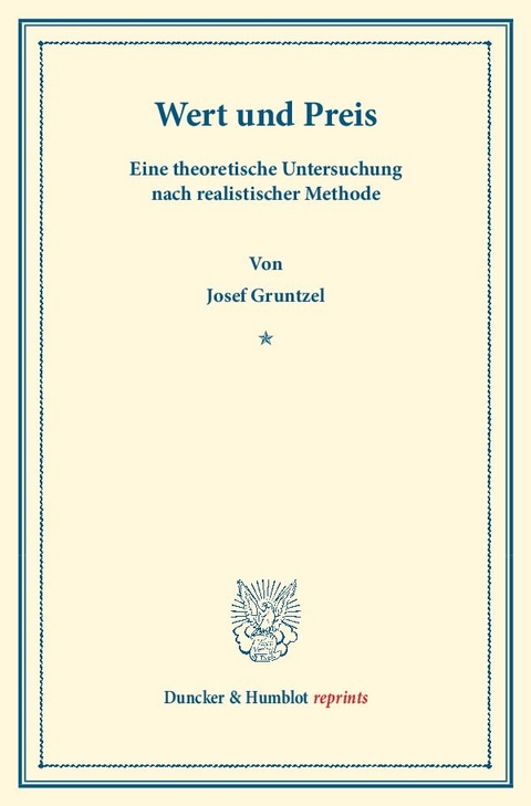 Wert und Preis. - Josef Gruntzel