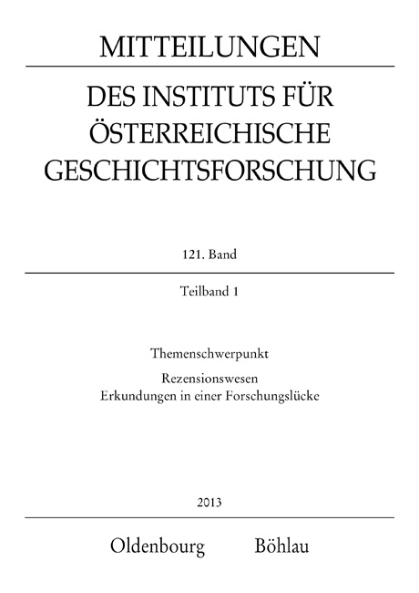 MI&Ouml;G 121. Band, Teilband 1 (2013)