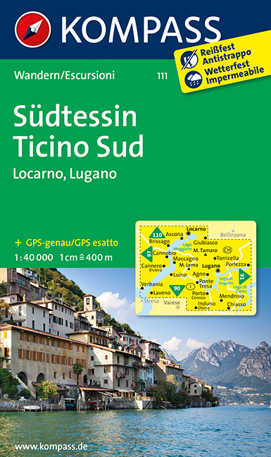 KOMPASS Wanderkarte S&uuml;dtessin - Ticino Sud - Locarno - Lugano - 